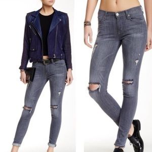 HUDSON Distressed Shine Midrise Skinny Gray  Size 32 Jeans